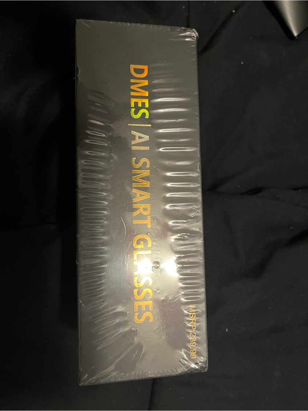 DMES AI Smart Glasses - Black Box with Gold Foil Text
